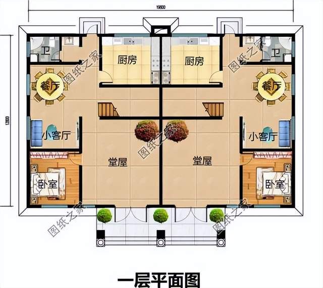 雙拼住宅設計，外觀大氣威嚴，內部格局合理實用