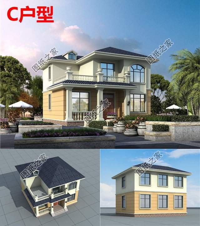 兩層簡單經濟型別墅設計，造型簡約，寶藏圖紙別錯過