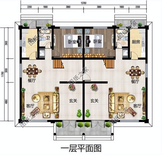 農(nóng)村雙拼別墅設(shè)計(jì)，兄弟手足情深，攜手返鄉(xiāng)一起建樓房