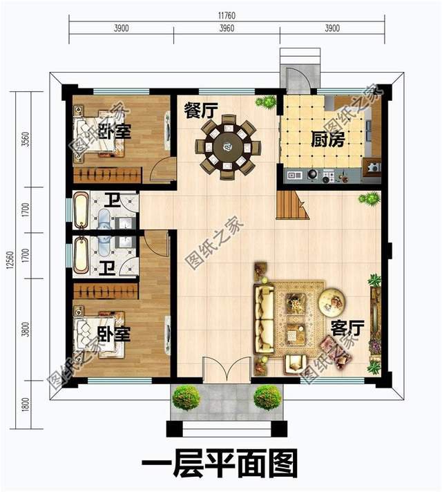 農村三層別墅設計，溫馨色系外墻主體，保證你一眼就愛上