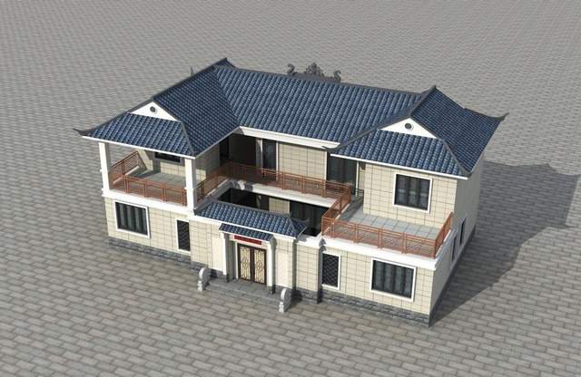 二層中式合院別墅設(shè)計，受百年建房歷史的加持，氣勢恢宏且神秘