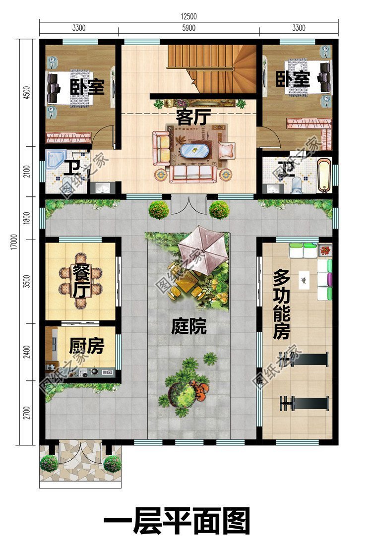 一層中式合院設計，頗有中華藝術氣息，返鄉建一棟這輩子值了