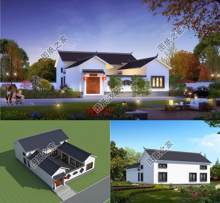 一層中式合院設計，頗有中華藝術氣息，返鄉建一棟這輩子值了