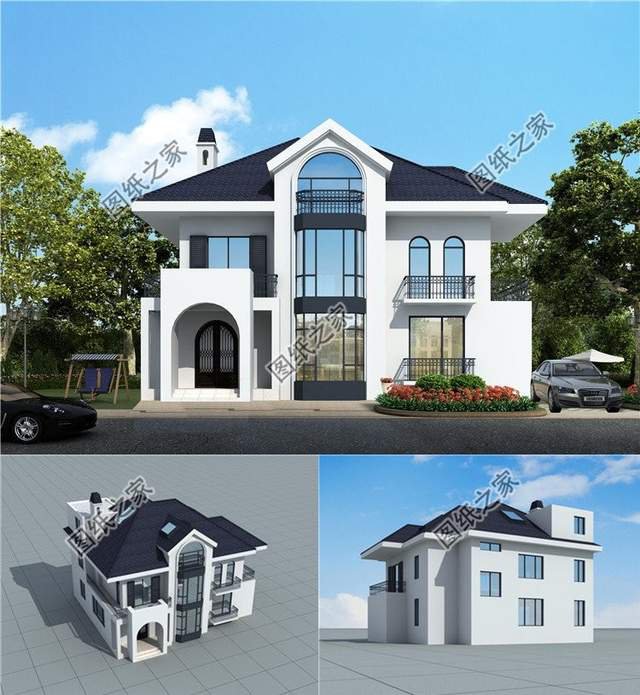 帶落地窗的農(nóng)村別墅，符合現(xiàn)代人的建筑理念和對(duì)建筑美觀性的要求