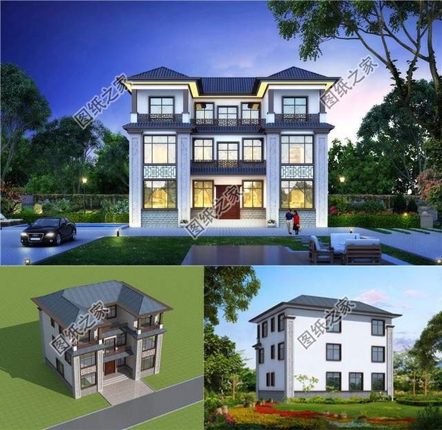 帶落地窗的農(nóng)村別墅，符合現(xiàn)代人的建筑理念和對(duì)建筑美觀性的要求