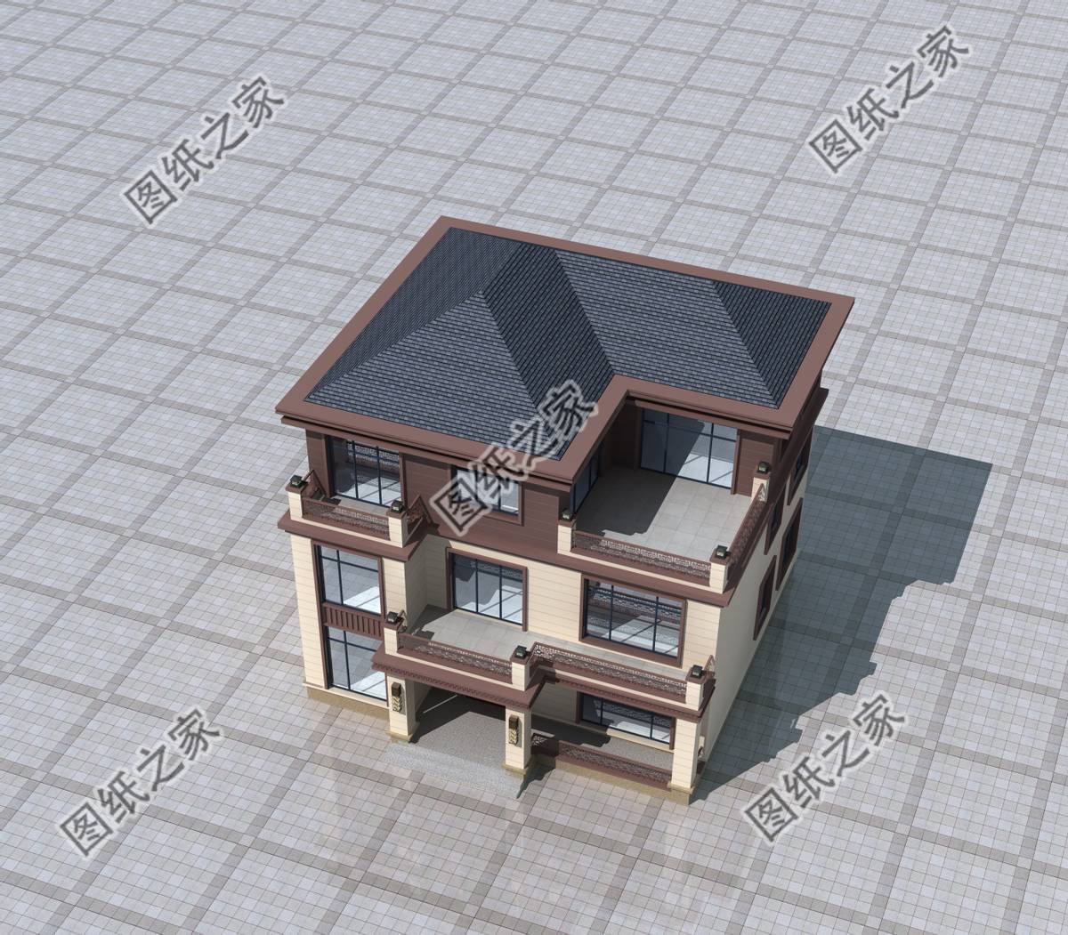 農村三層別墅設計圖，外觀建造整體風格簡約卻透露著十足的設計感