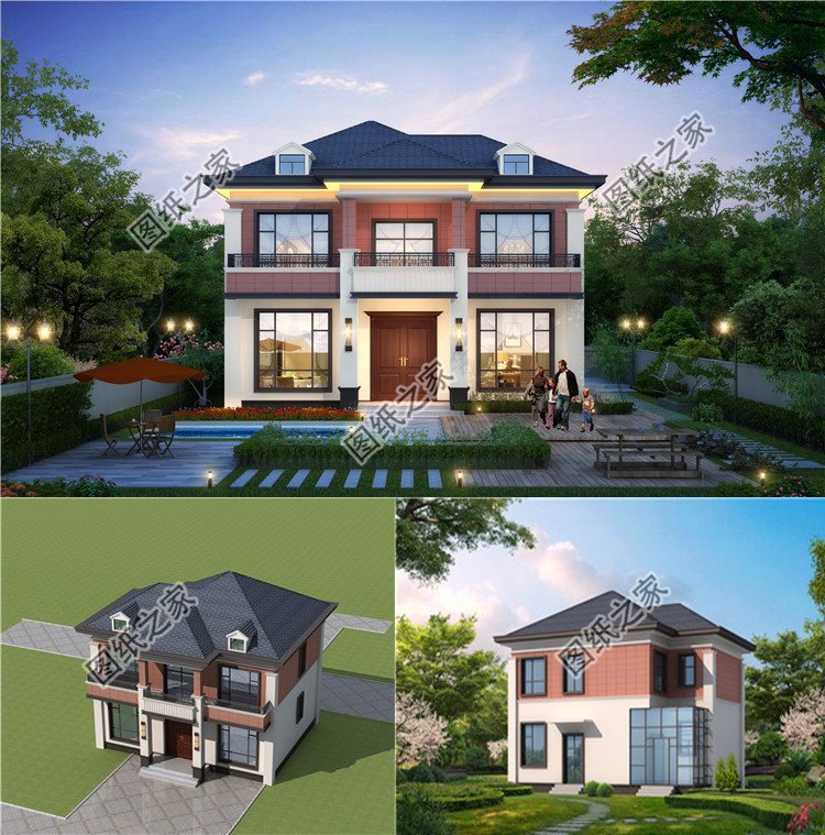 四套流行農(nóng)村別墅圖紙，優(yōu)美華麗的外觀造型，處處體現(xiàn)了獨具匠心