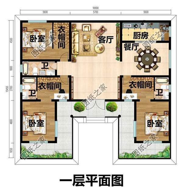 一層中式自建房設計，方便居住使用，古韻十足