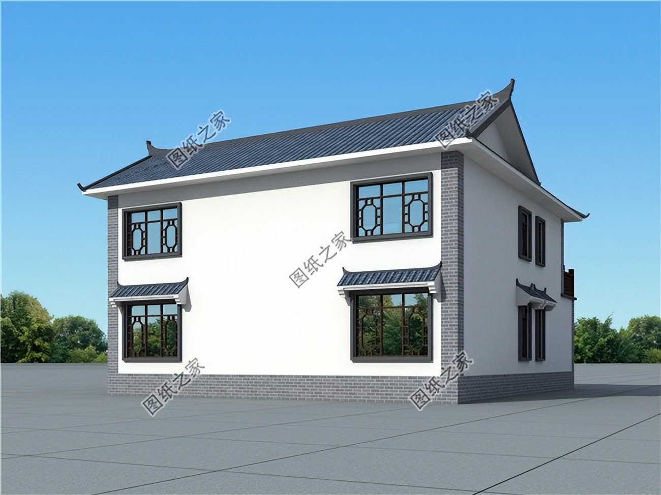 中式風格農村自建房，簡潔的白墻黛瓦，彰顯中式住宅的氣場與浪漫