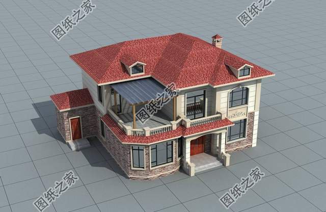 帶文化石的農村別墅設計，色彩多樣外觀給你營造出炫彩的舒適生活