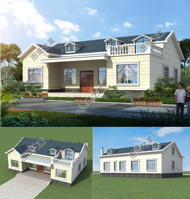 一層帶閣樓別墅設計圖效果圖