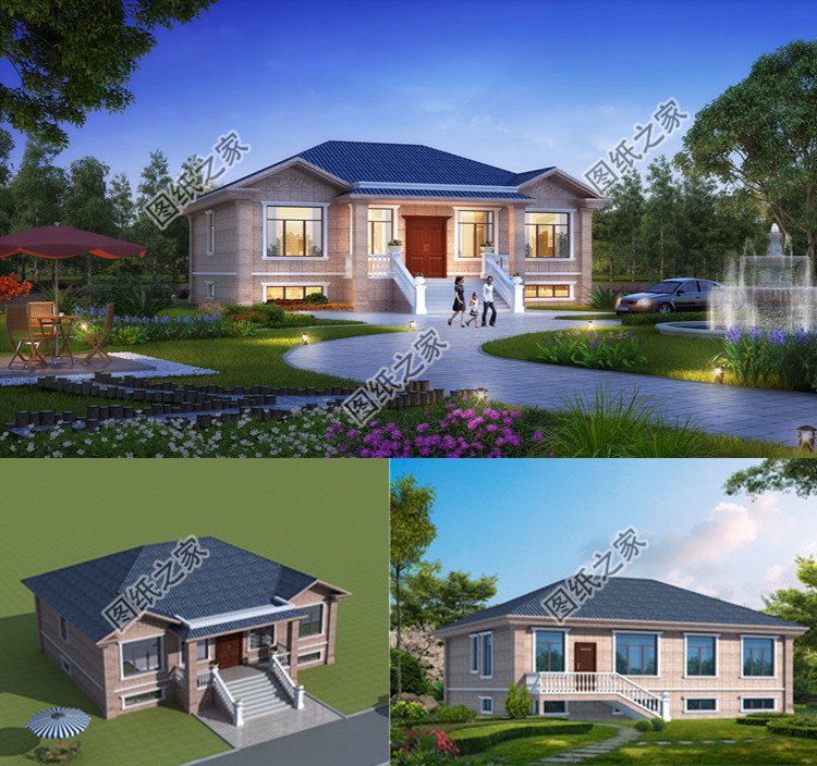 帶地下室的一層別墅設計圖效果圖