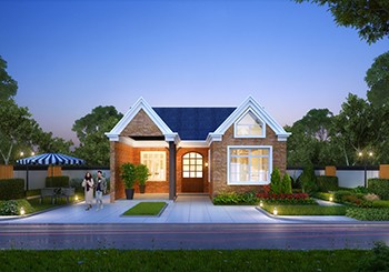 田園風農村一層小別墅設計圖，開間僅9米