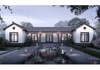 帶堂屋的一層三合院農(nóng)村別墅設(shè)計(jì)圖，超大互動(dòng)空間