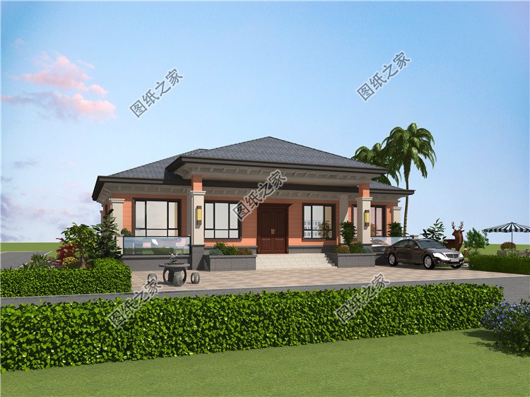 農村一層別墅施工圖外觀圖