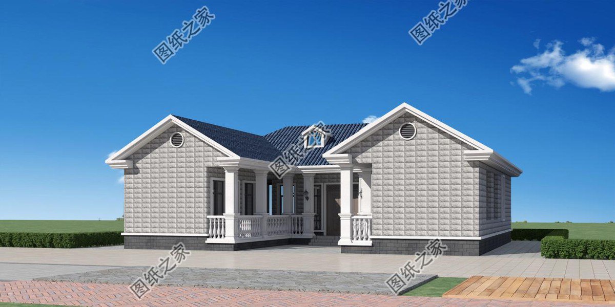 一層合院農村別墅設計，一家人住在一起，非常有氣氛