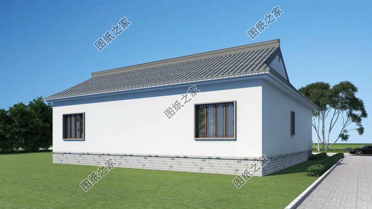 一層合院農村別墅設計，一家人住在一起，非常有氣氛