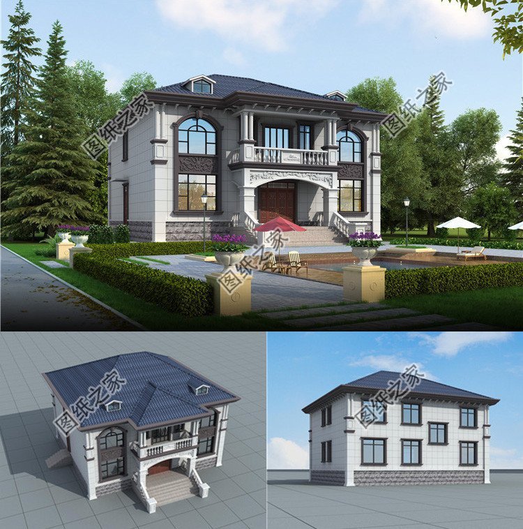 農村二層別墅設計，外觀效果圖如畫卷般美麗，充實家庭的生活