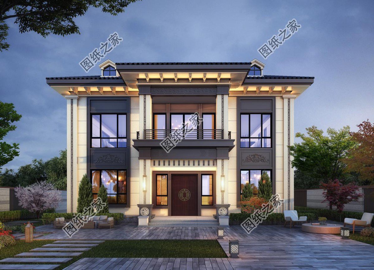 新中式農村別墅設計，回老家建上一棟，盡顯大氣