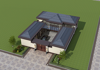 帶院子帶配房的農村一層別墅方案，符合農村生活習慣