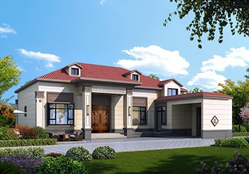 7字型一層半農(nóng)村別墅設(shè)計圖，美觀舒適，買了別墅的都會羨慕你