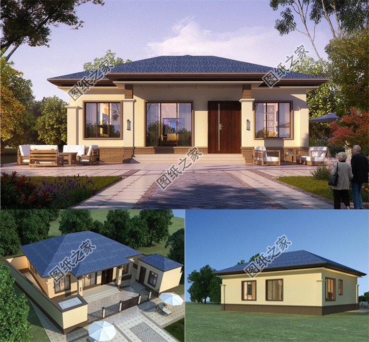 大氣農村一層自建別墅方案效果圖