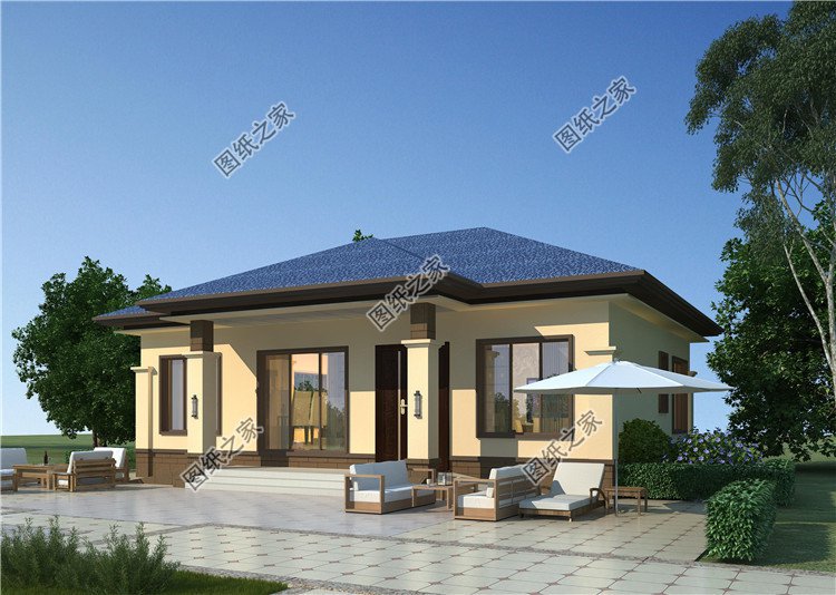 大氣農村一層自建別墅方案外觀圖