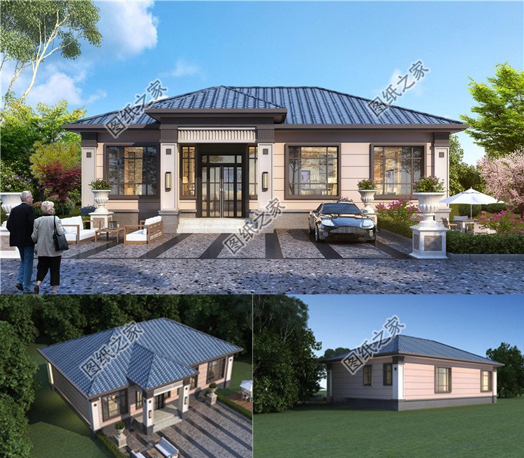 農(nóng)村一層四開間自建別墅效果圖