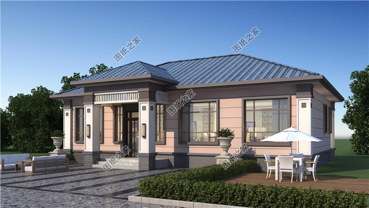 農(nóng)村一層四開間自建別墅外觀圖1