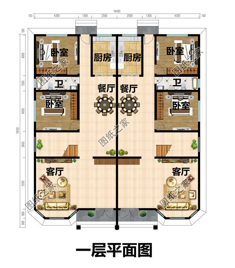 農村兄弟雙拼別墅三層