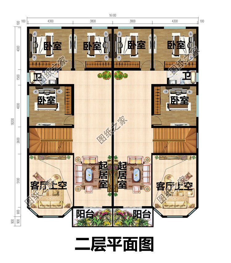農村兄弟雙拼別墅三層