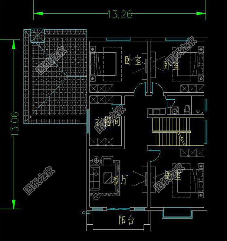 農村帶配房二層樓效果圖方案二層