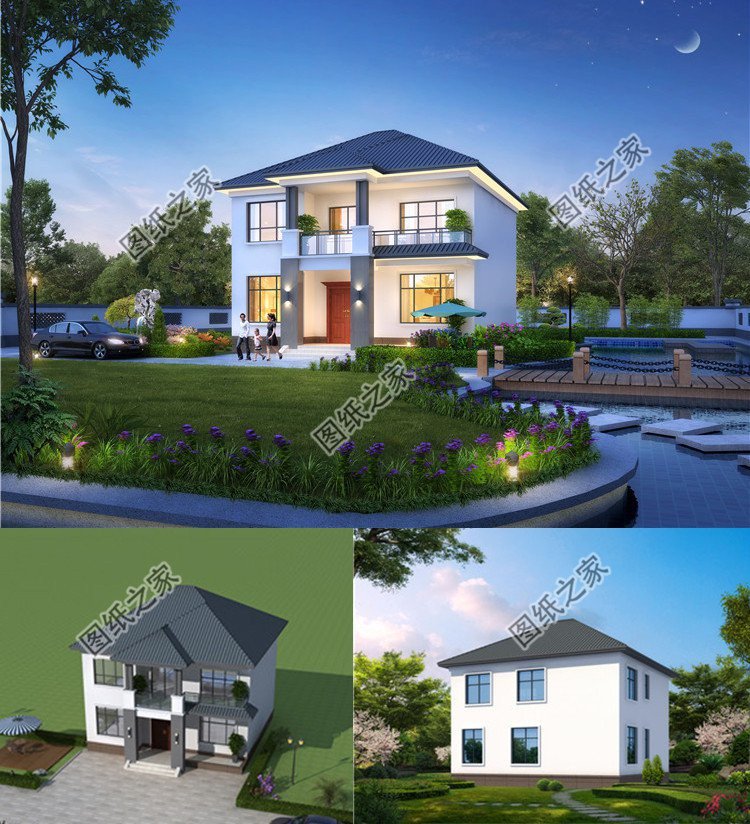 三款二層別墅設計，外觀造型各有特色最主要是經濟實用