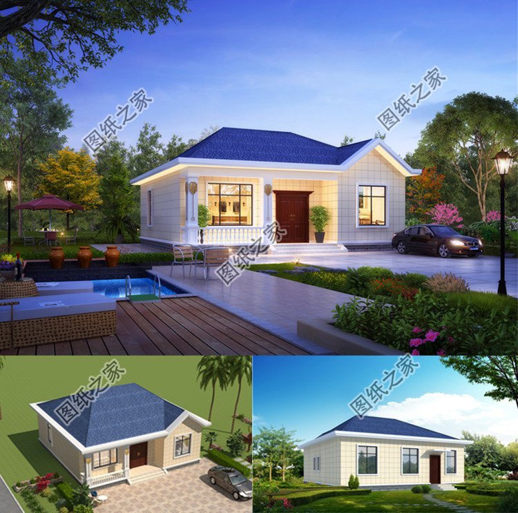 農(nóng)村一層別墅設(shè)計(jì)，整體簡(jiǎn)單大方，踏實(shí)穩(wěn)重接地氣