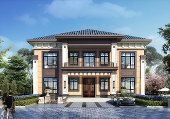 中式二層對稱別墅設計圖，帶地下室設計，整體造價經濟