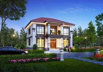 農(nóng)村三間二層別墅設(shè)計圖,外觀簡約左右對稱