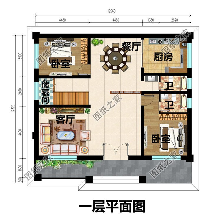 農村三間兩層樓房設計圖一層