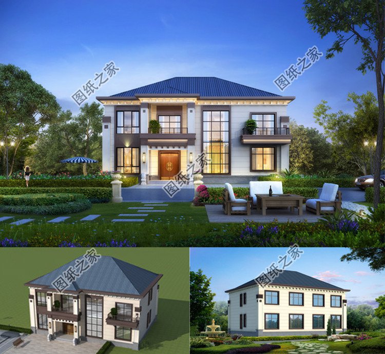 四開間二層別墅設計圖效果圖