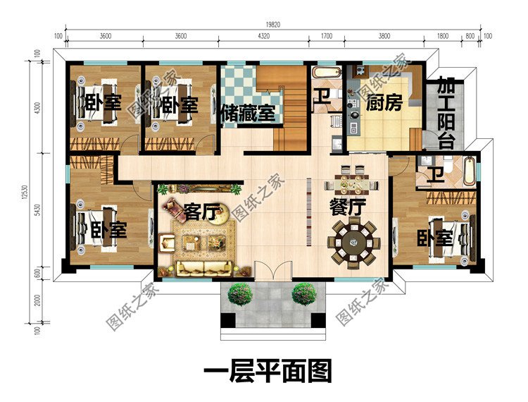 備受好評二層歐式別墅設(shè)計圖一層