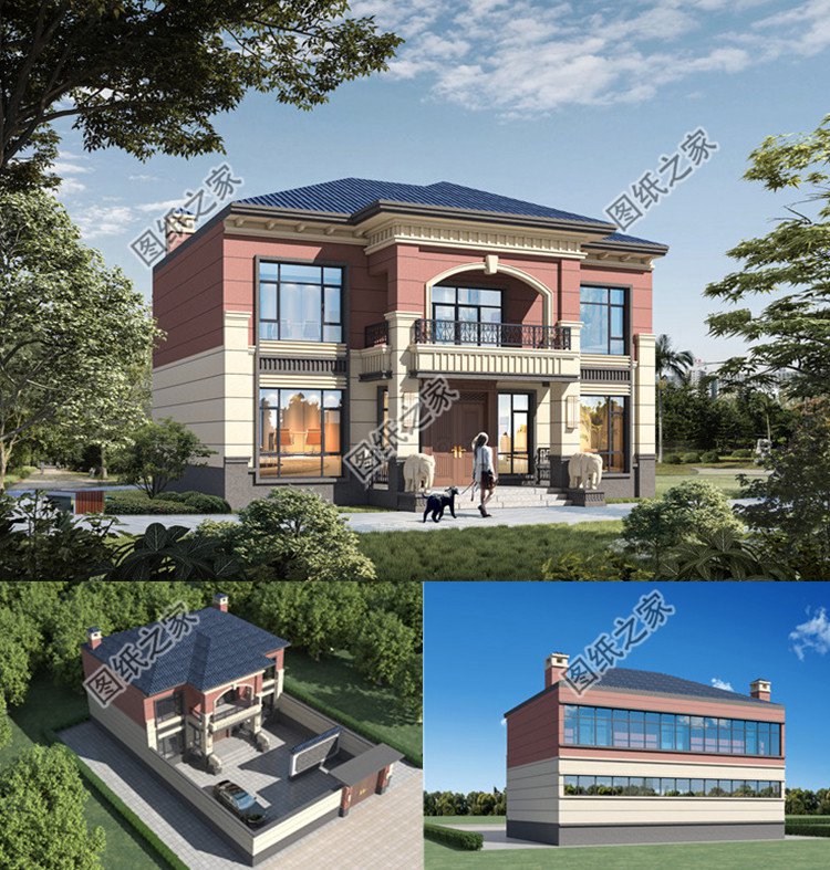 帶院子的兩層小別墅效果圖