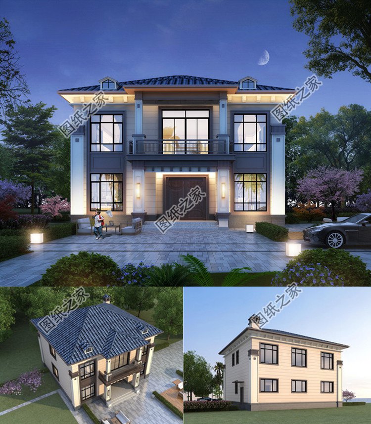 對稱簡單二層別墅效果圖