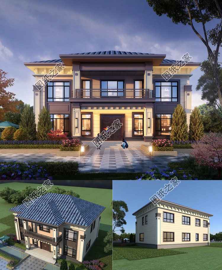 二層新中式小別墅設(shè)計(jì)圖紙效果圖