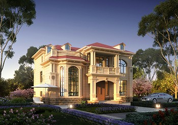 坡屋頂的二層歐式別墅設計圖，造價僅23萬，14米乘12米