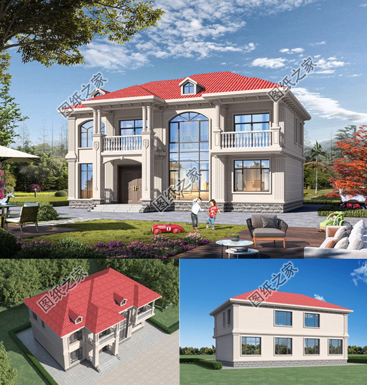 四間兩層實用簡約的住房設計圖效果圖