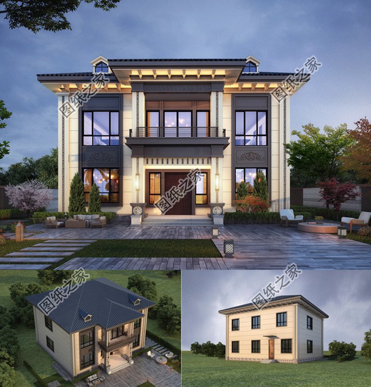 13.7×11.7米二層別墅設計圖效果圖