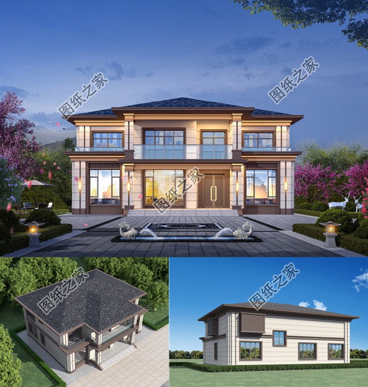 四間兩層農村別墅戶型圖效果圖