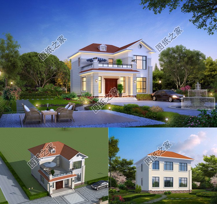 110平米農村二間二層小別墅設計方案效果圖