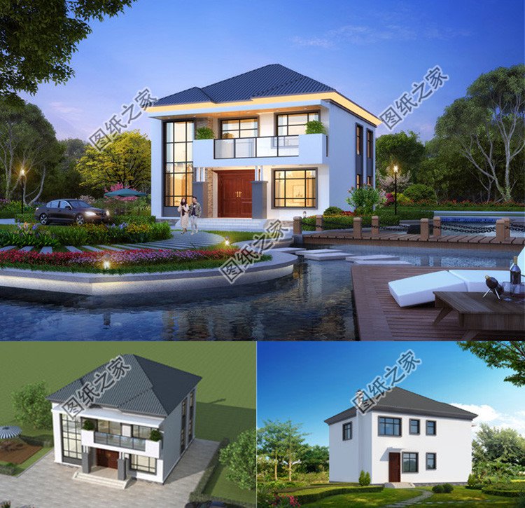 清新脫俗簡單二層別墅設計方案效果圖