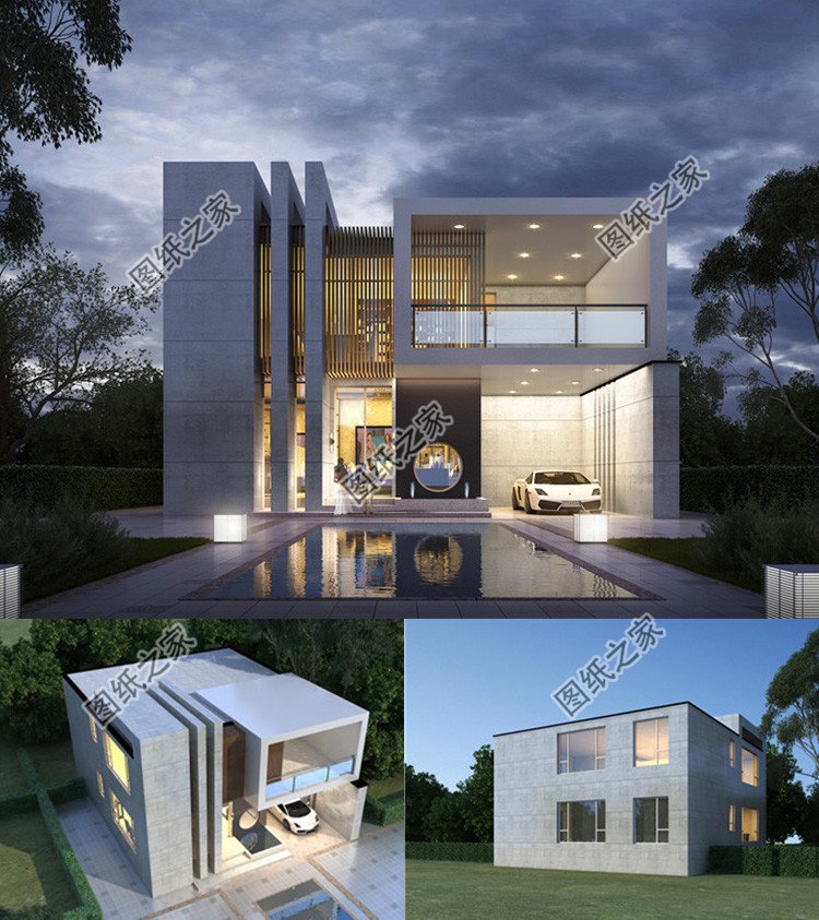 二層氣質現代小洋樓設計圖效果圖