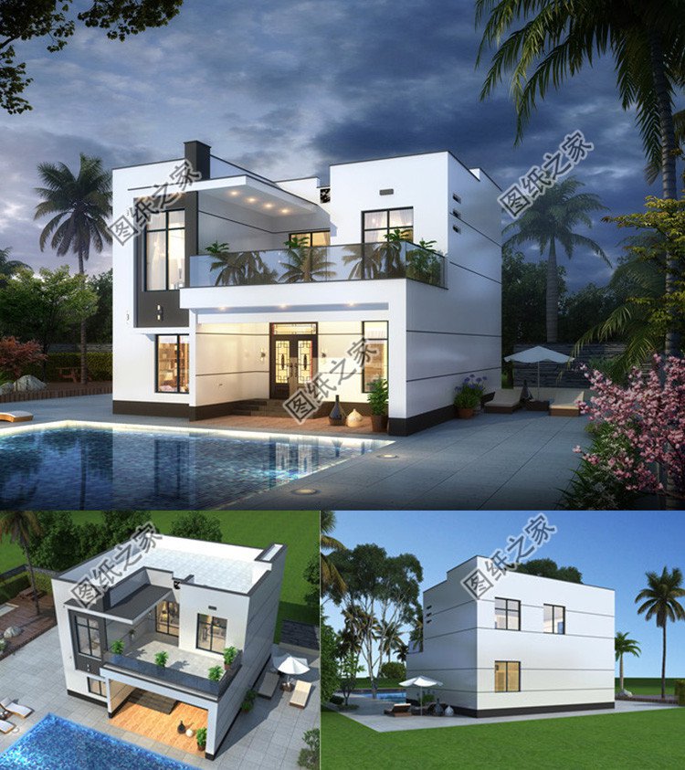 超好看的現代簡約別墅設計圖效果圖